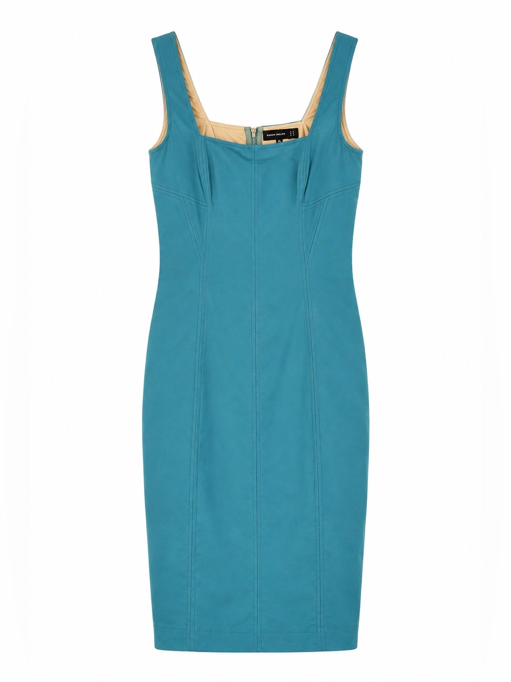 Elie Tahari Turquoise Square Neck Tailored Sheath Dress